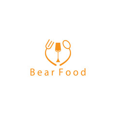 bear food logo illustration cutlery design vector