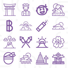 16 pack of asian country  lineal web icons set