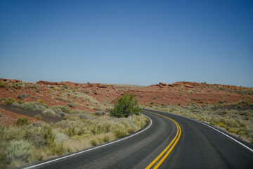 Fototapeta na wymiar Open Road into the Desert