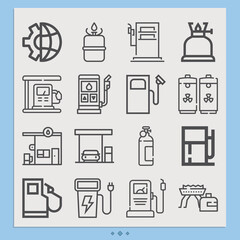 Simple set of emissions related lineal icons.