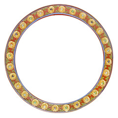 decorative wooden circle isolated on white with clipping path