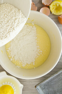 Lemon Loaf batter, flour being added