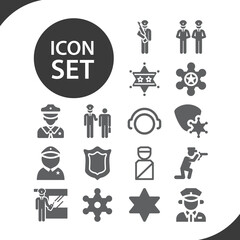 Simple set of law officer related filled icons.