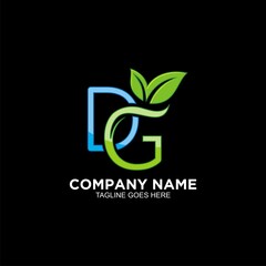 DG initial logo leaf design concept for business company