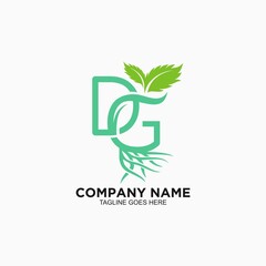 Green leaf logo design template for business company 