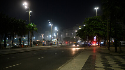 Fototapeta na wymiar Avenida Atlantica in the early morning. Rio de Janeiro