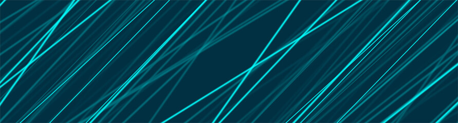 Cyan blue glowing neon lines abstract banner. Futuristic vector background