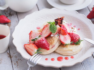 イチゴパンケーキでティータイム