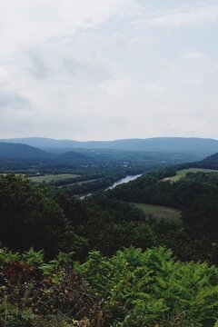 A landscape mountaintop view of a valley in the state of West Virginia, America