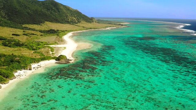 drone view beautiful ocean agashi beach ishigaki island Okinawa