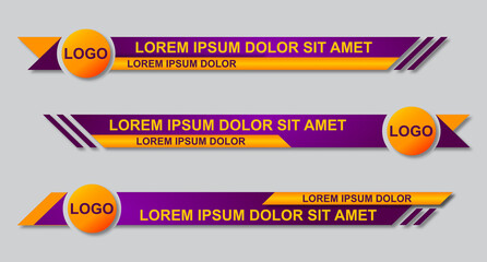 Graphic set of Broadcast News Lower Thirds Banner for Television. Modern stylish lower third banner template design. Vector video headline title. Vector illustrator