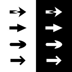 Set of different arrows.Arrows black and white