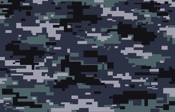 Dark blue pixel camouflage for army or police. Abstract pattern for jersey.Pixel camouflage background