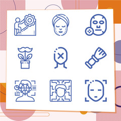 Simple set of 9 icons related to faces