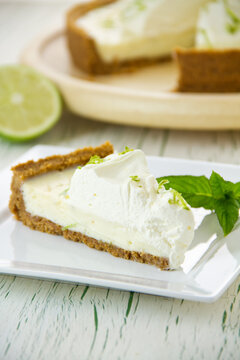 Key Lime Pie wedge with garnish