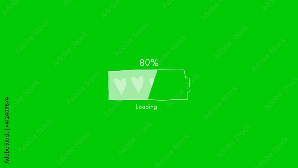 Aufkleber Loading animation with bar heart icon on green screen background. Animated green screen background