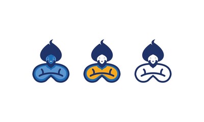 1 set Genie Logo Design. Magic Fantasy genie concept logo.