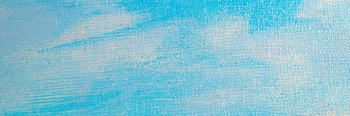 creative sky background: temporary image of cloudy blue heaven on a rough canvas with colored primer
