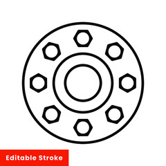 Round flange line icon. Simple outline style for web and app. Vector illustration isolated on white background. Editable stroke EPS 10
