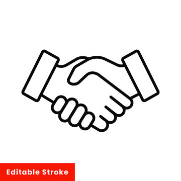 Shake hand line icon. Simple outline style for web and app. Handshake, hands, partnership, business concept. Vector illustration isolated on white background. Editable stroke EPS 10