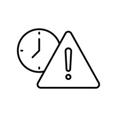 Expiry pixel line icon. Simple outline style for web and app. Alert, alarm, clock circular with exclamation mark concept. Vector illustration isolated on white background. EPS 10