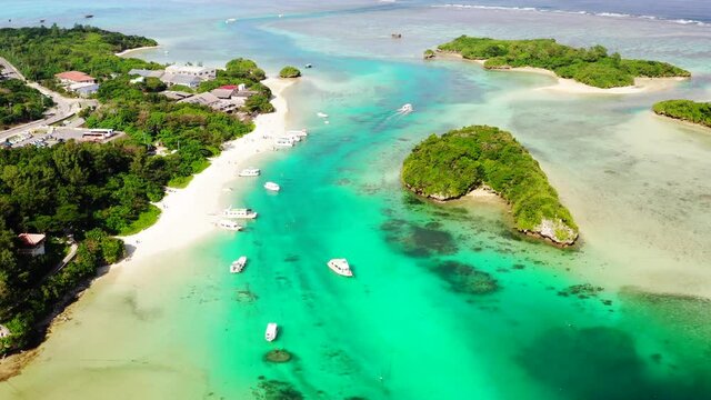 drone view beautiful ocean Kabira bay ishigaki island Okinawa