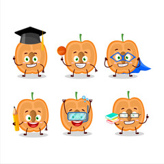 School student of slice of apricot cartoon character with various expressions