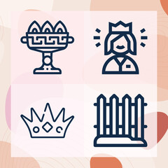Simple set of medieval related lineal icons