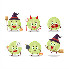 Halloween expression emoticons with cartoon character of slice of bilimbi