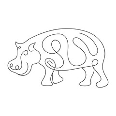 Hippo Line Art vector illustration, Abstract Line Minimalist Wall Art