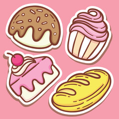 Cute hand drawn cake stickers