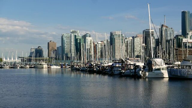 One side view of the Vancouver downtown skyline and waterfront.
