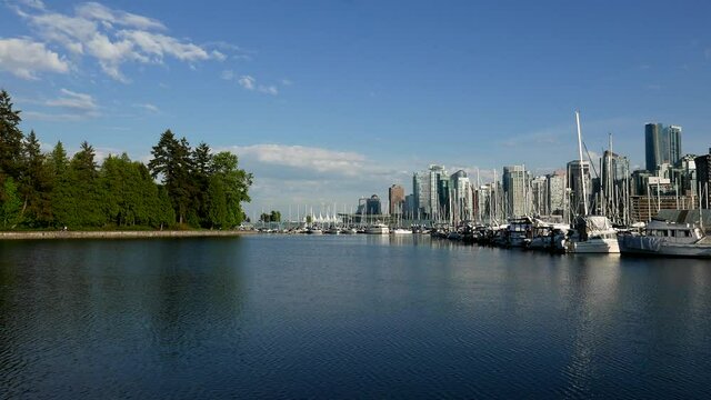 One side view of the Vancouver downtown skyline and waterfront.