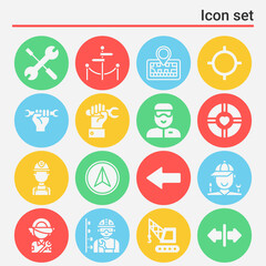 16 pack of comprises  filled web icons set