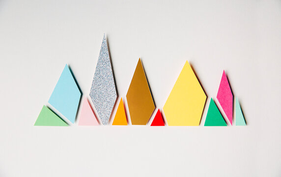 Various colourful shapes on white