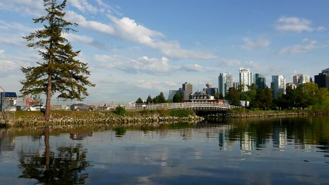 One side view of the Vancouver downtown skyline and waterfront.