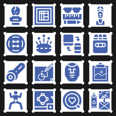 16 pack of pop art  filled web icons set