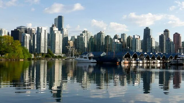 One side view of the Vancouver downtown skyline and waterfront.