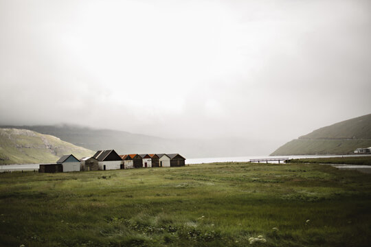 Dreary Grass Roof Houses in the Faroe Islands