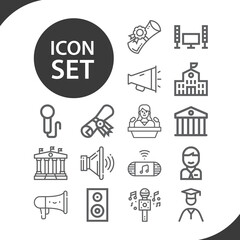 Simple set of lecturer related lineal icons.
