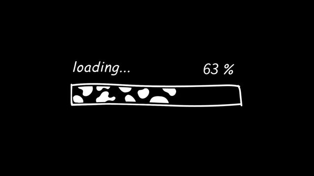 Hand-drawn cartoon cow spotted loading progress bar, transparent channel