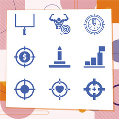 Simple set of 9 icons related to intention