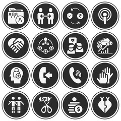 16 pack of mutual  filled web icons set