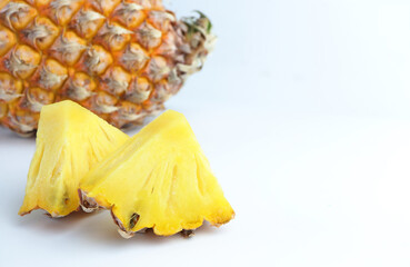 pineapple juicy yellow fruit isolated on white background.