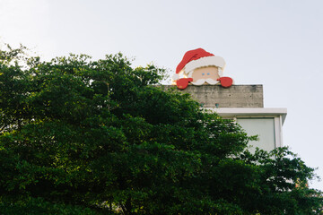 Santa Claus on a rooftop