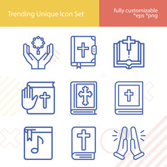 Simple set of sacred writing related lineal icons.
