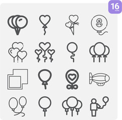 Simple set of hot air related lineal icons.