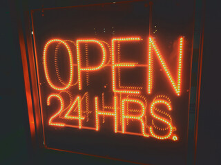 Open 24 Hours Sign