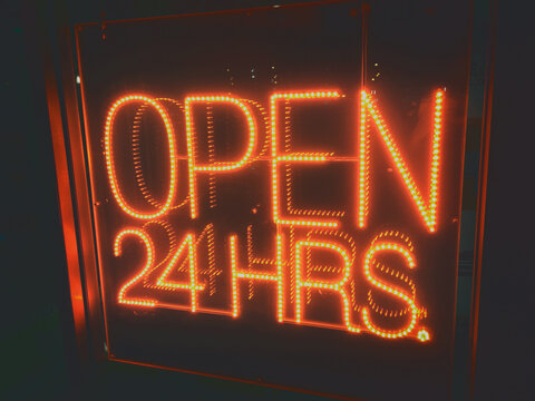 Open 24 Hours Sign