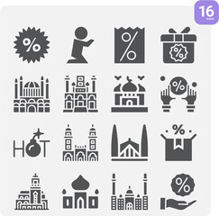 Simple set of prayers related filled icons.